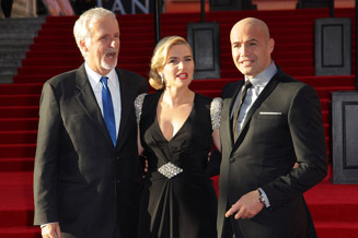 Кейт Уинслет, Джеймс Кэмерон и Билли Зейн на мировой премьере Титаника 3D
