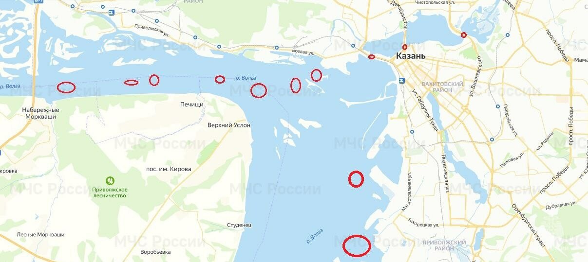 МЧС Татарстана опубликовало карту опасных участков на водоемах республики