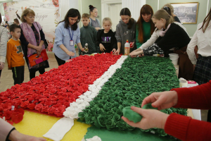 В Казани сделали самый большой флаг Татарстана из полимерных роз