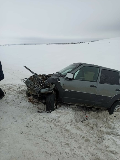 Три человека пострадали в лобовом столкновении двух авто на трассе под Челнами