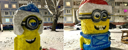 Миньоны-гиганты, кролики и «воришка» Дед Мороз: жители Татарстана создают снежные шедевры
