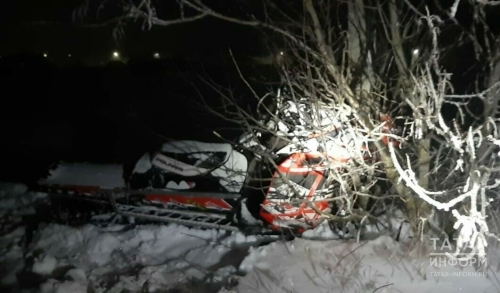В Татарстане водитель снегохода погиб, врезавшись в столб