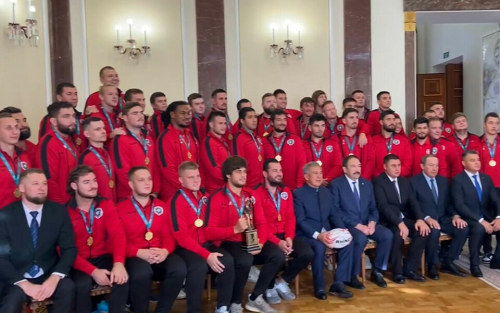 Рустам Минниханов чествовал регбистов «Стрелы» после победы в Кубке России