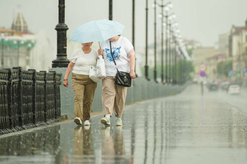 В понедельник в Татарстане местами пройдут сильные дожди и град