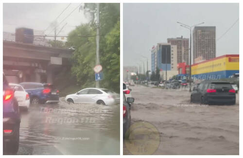 Ливень затопил казанские дороги
