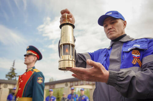 Передача частицы Вечного огня от Казани Тукаевскому району в рамках акции «Храним огонь Победы»
