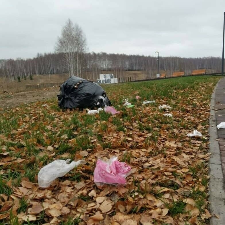 В благоустроенном парке Зеленодольска отдыхающие оставили груды мусора на аллеях