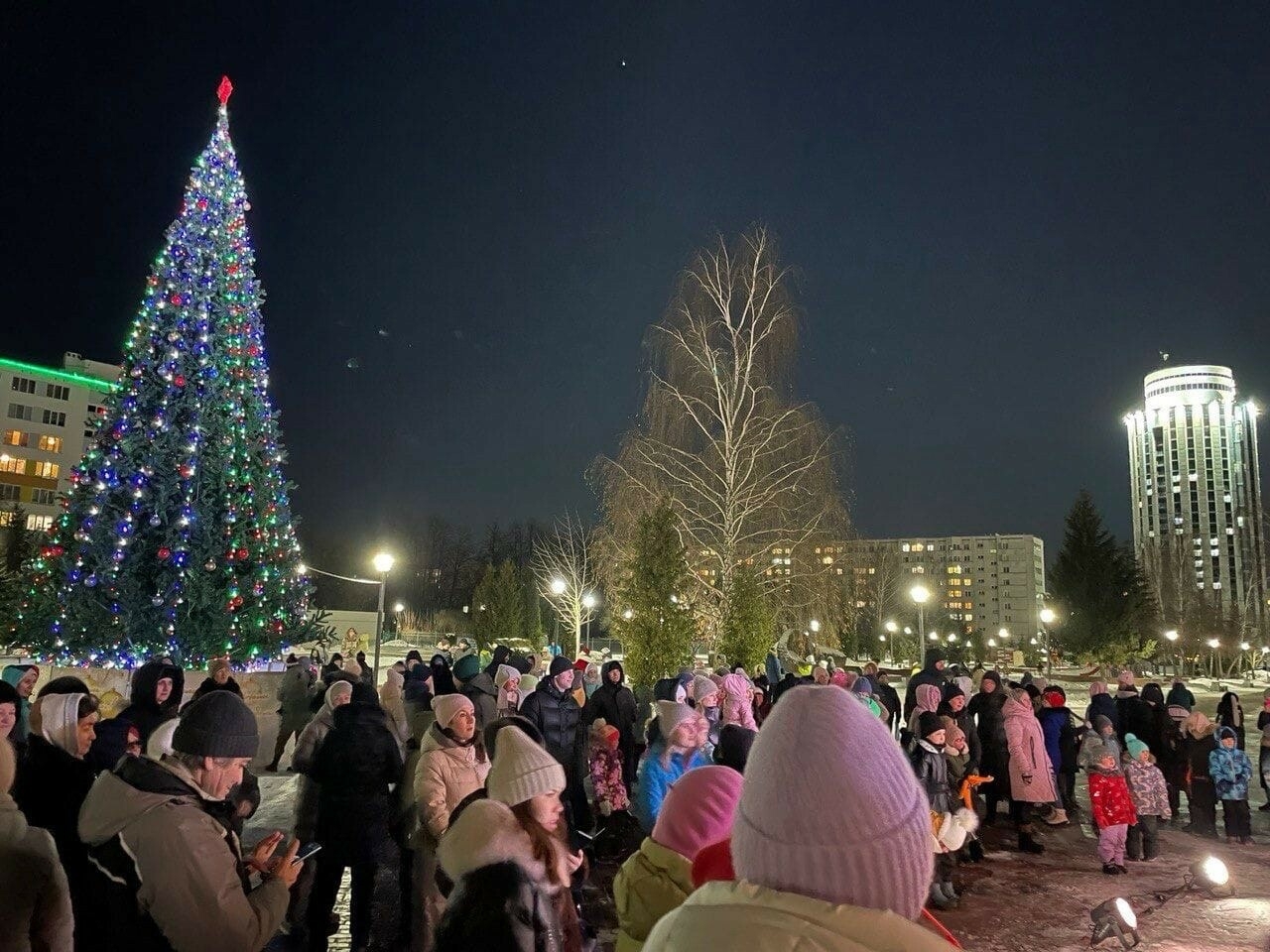 В Челнах зажглись огни на трех новогодних елках