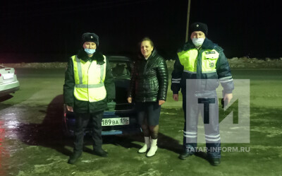 Автоинспекторы в РТ помогли женщине-водителю, авто которой застряло в поле в снегу