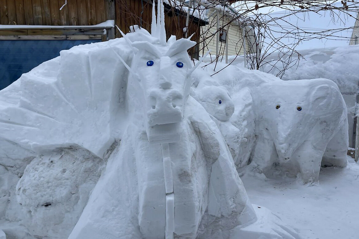 Драконы, зайцы и снежные танки: голосуйте за лучший зимний двор в Татарстане