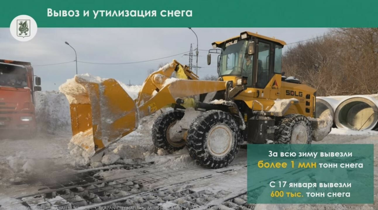 С улиц Казани за зиму вывезен миллион тонн снега