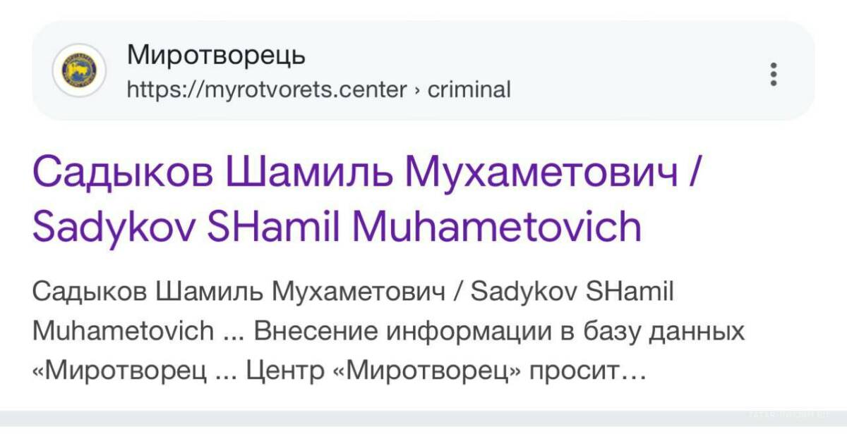 Генеральный директор АО «Татмедиа» Шамиль Садыков появился на сайте Миротворец*