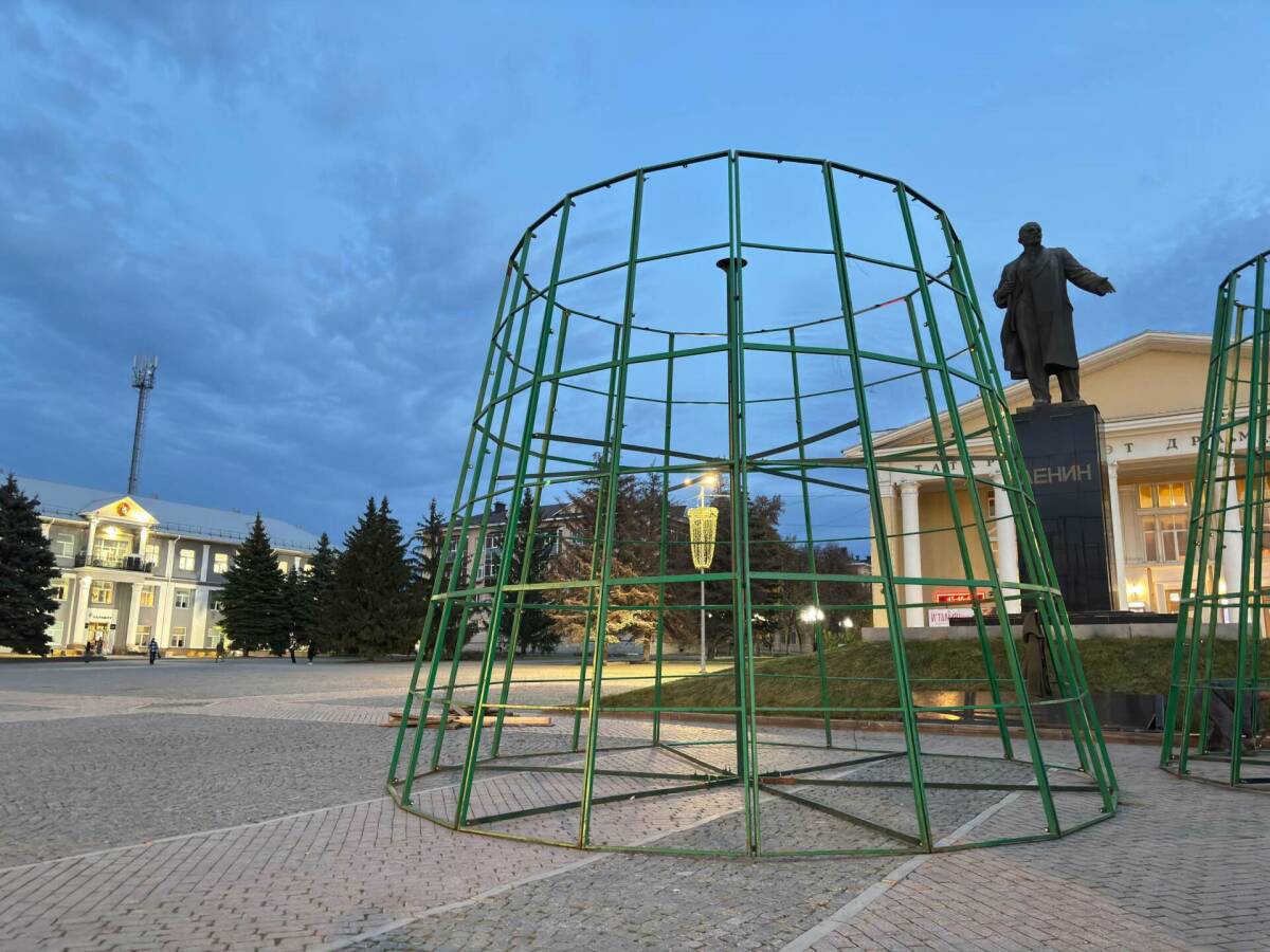 В Альметьевске начался монтаж главной городской елки