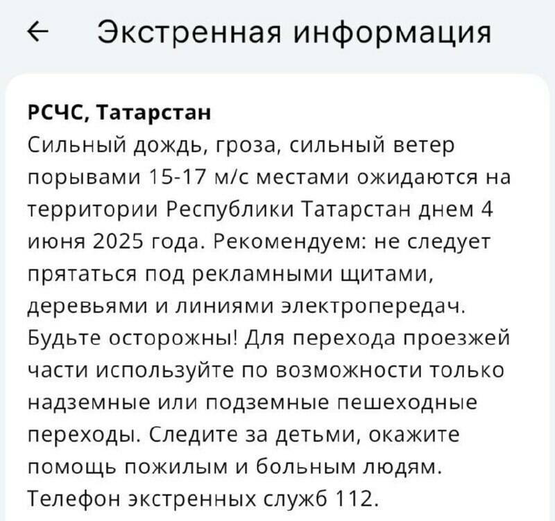 Татарстанцев предупредили о сильном ветре и грозе в ближайшие сутки