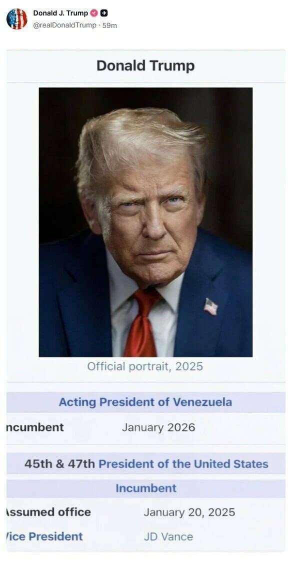 Трамп провозгласил себя и. о. главы Венесуэлы