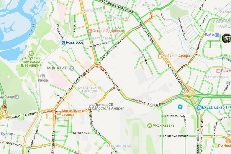 Утренние пробки парализовали Советский район Казани