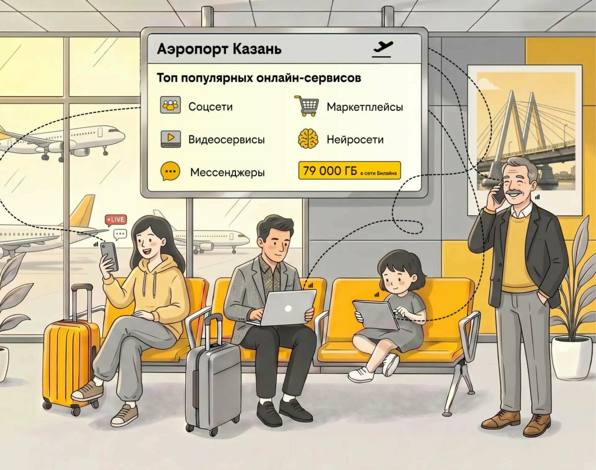 Билайн рассказал, на что тратят интернет-трафик пассажиры казанского аэропорта
