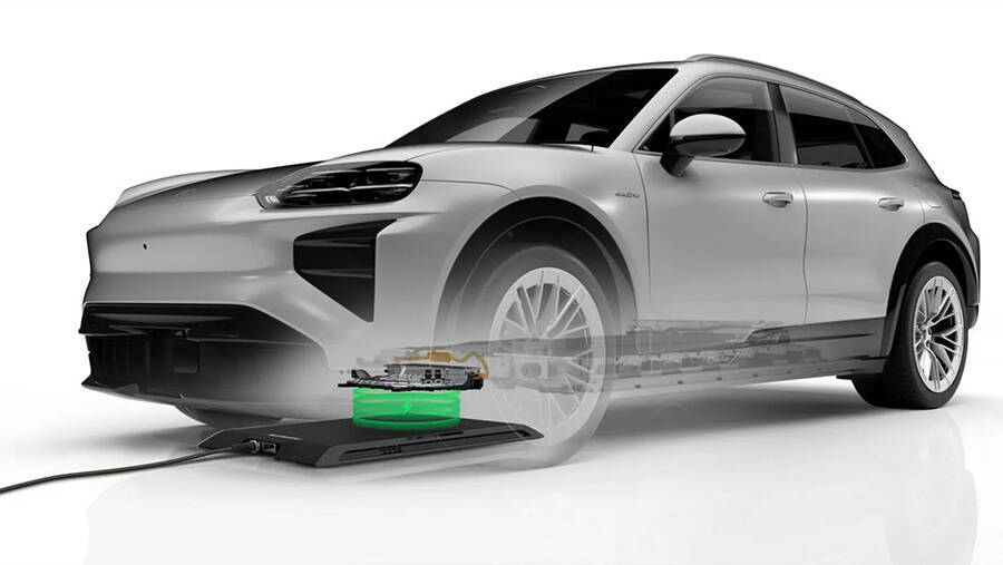 Электрокар Porsche Cayenne оснастили беспроводной зарядкой