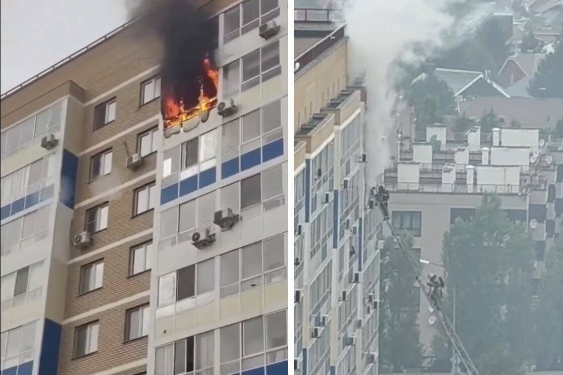 Полыхающую квартиру сняли на видео в Челнах, есть пострадавшие