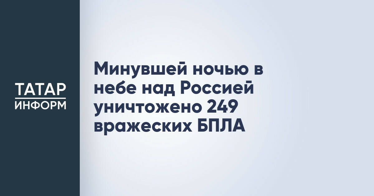 Минобороны РФ сообщило об уничтожении 249 украинских БПЛА за ночь