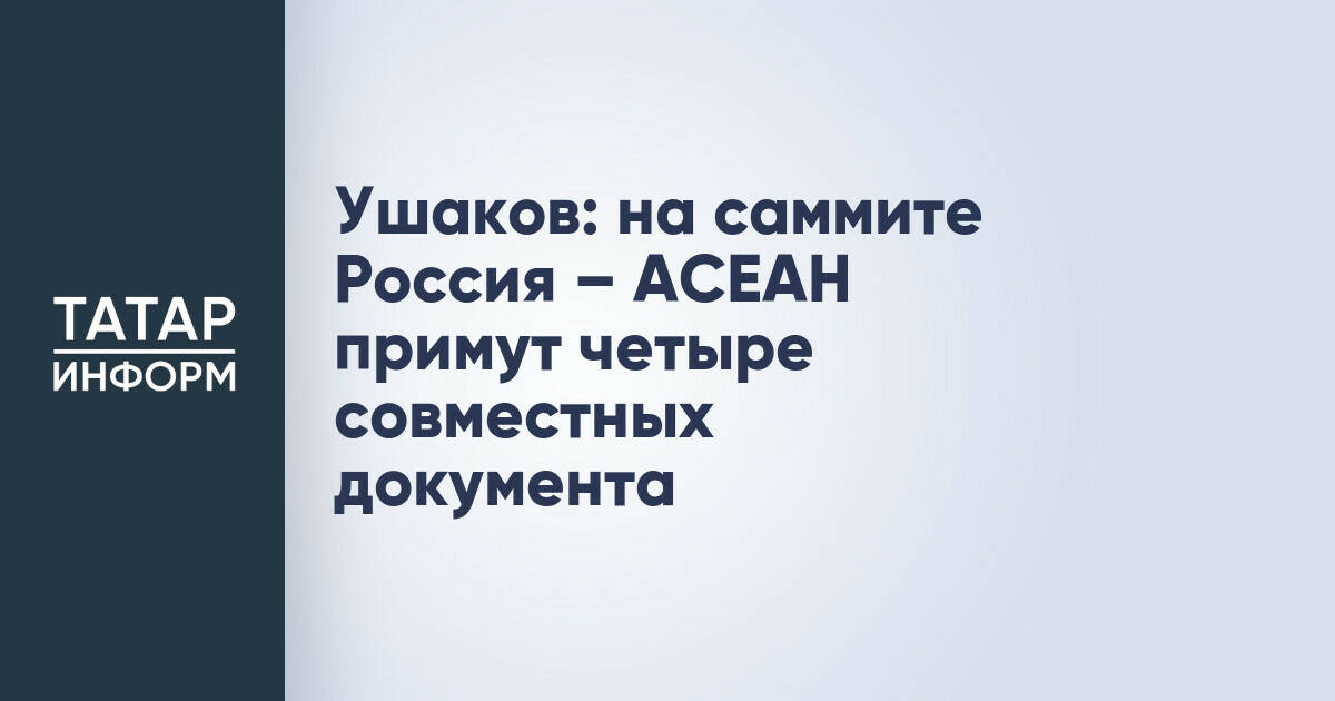 На саммите Россия – АСЕАН подпишут четыре ключевых документа