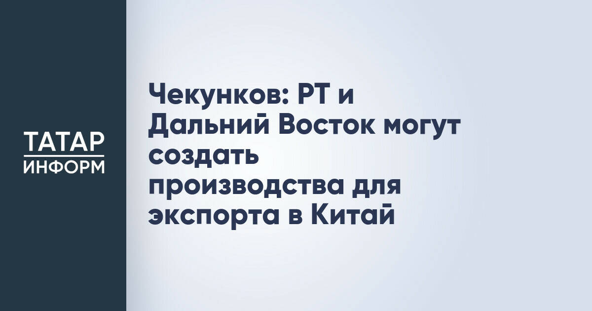 Татарстан и Дальний Восток могут объединить усилия для экспорта в Китай