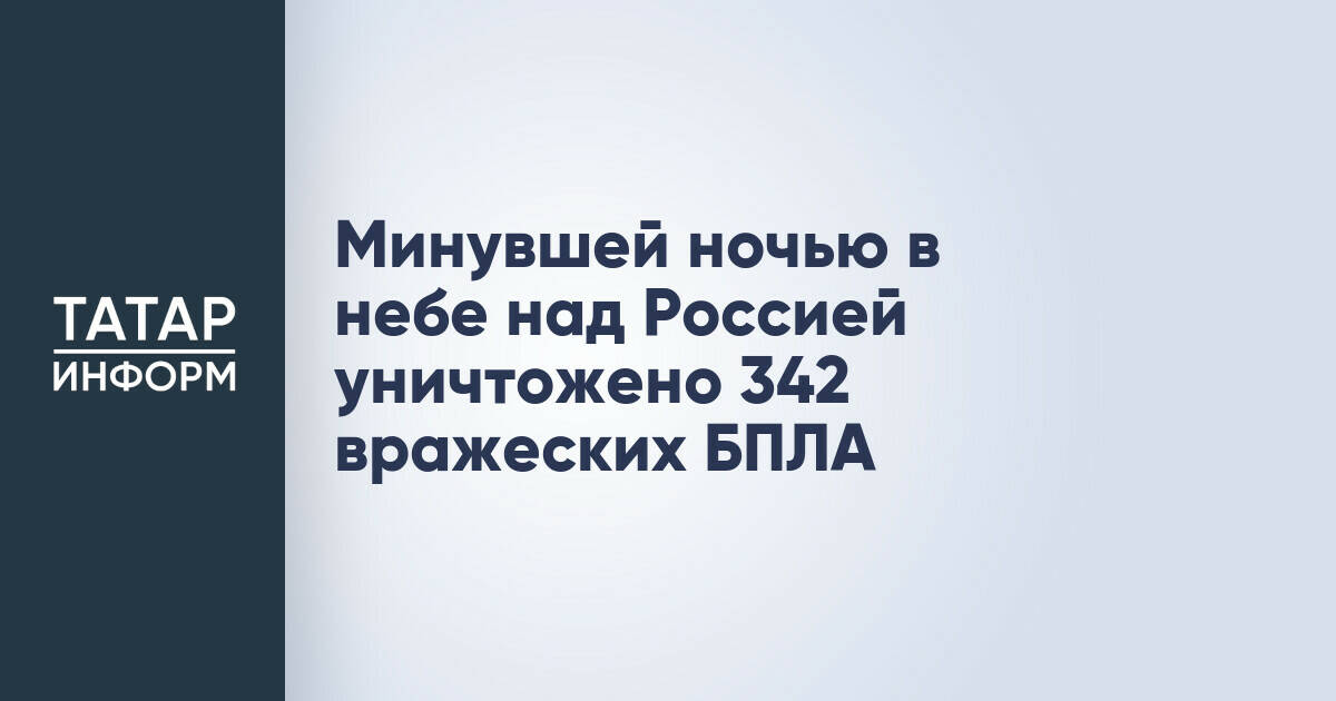 За ночь российские ПВО уничтожили 342 украинских беспилотника
